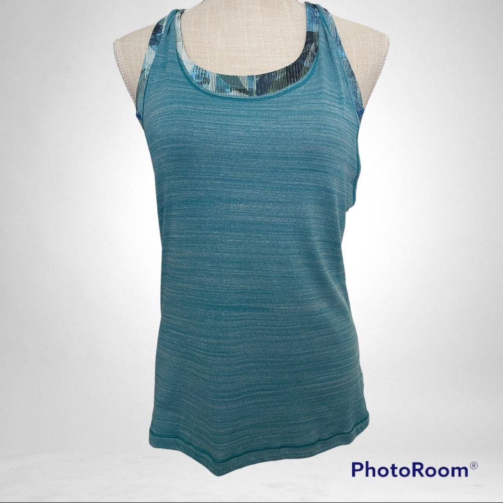 Lululemon Twist & Toil Tank Heathered Teal Blue Sun Dazed Multi Blue Size 6